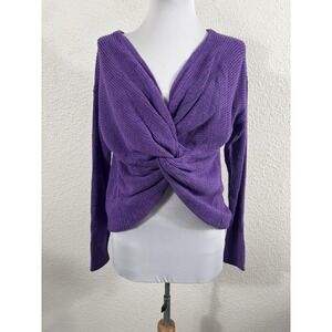 Lovers‎ + Friends Sweater Womens Small Purple Twist Front Wrap Knit Top V Neck